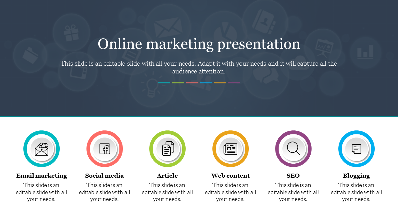 Stunning Online Marketing Presentation Slide Themes